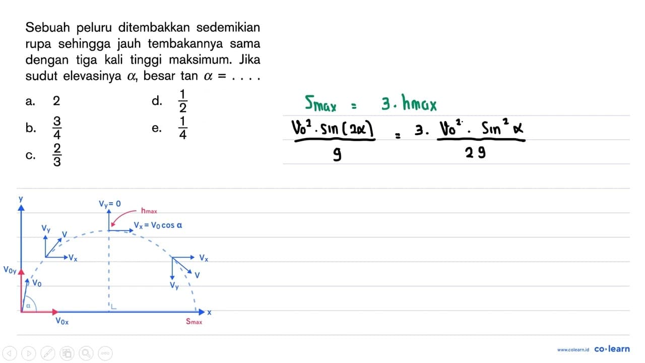 Sebuah peluru ditembakkan sedemikian rupa sehingga jauh