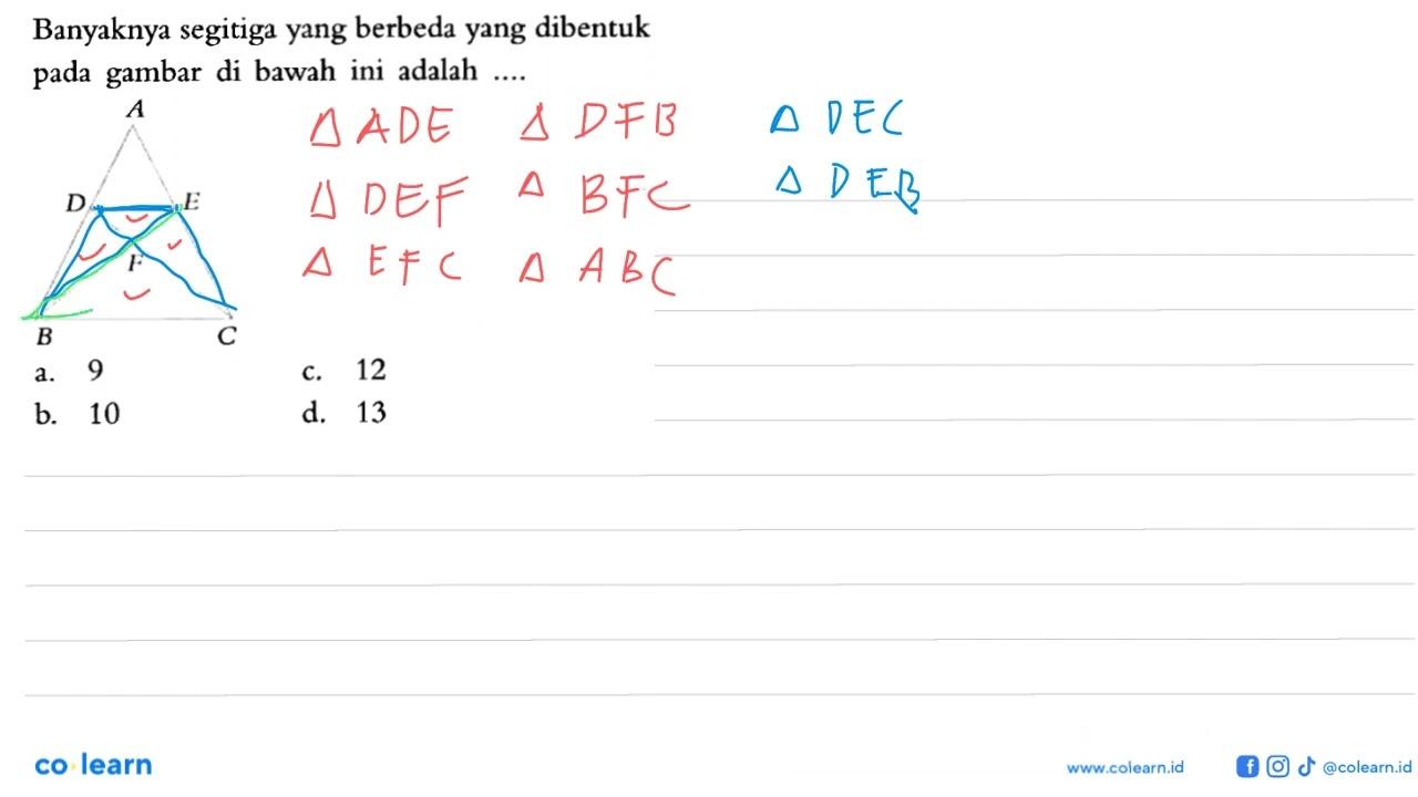 Banyaknya segitiga yang berbeda yang dibentuk pada gambar