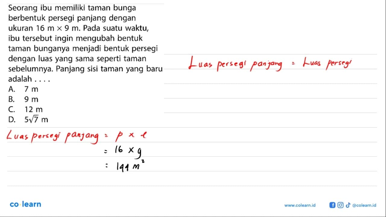 Seorang ibu memiliki taman bunga berbentuk persegi panjang