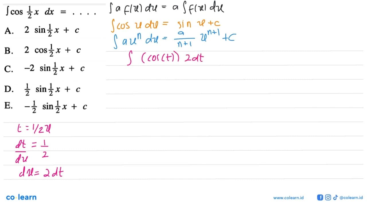 integral cos 1/2 x dx= ...