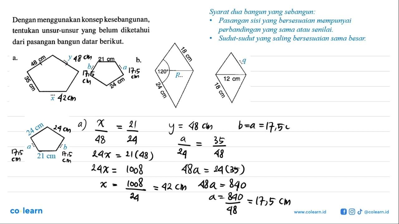 Dengan menggunakan konsep kesebangunan, tentukan