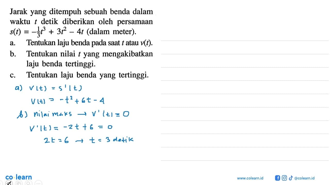 Jarak yang ditempuh sebuah benda dalam waktu t detik