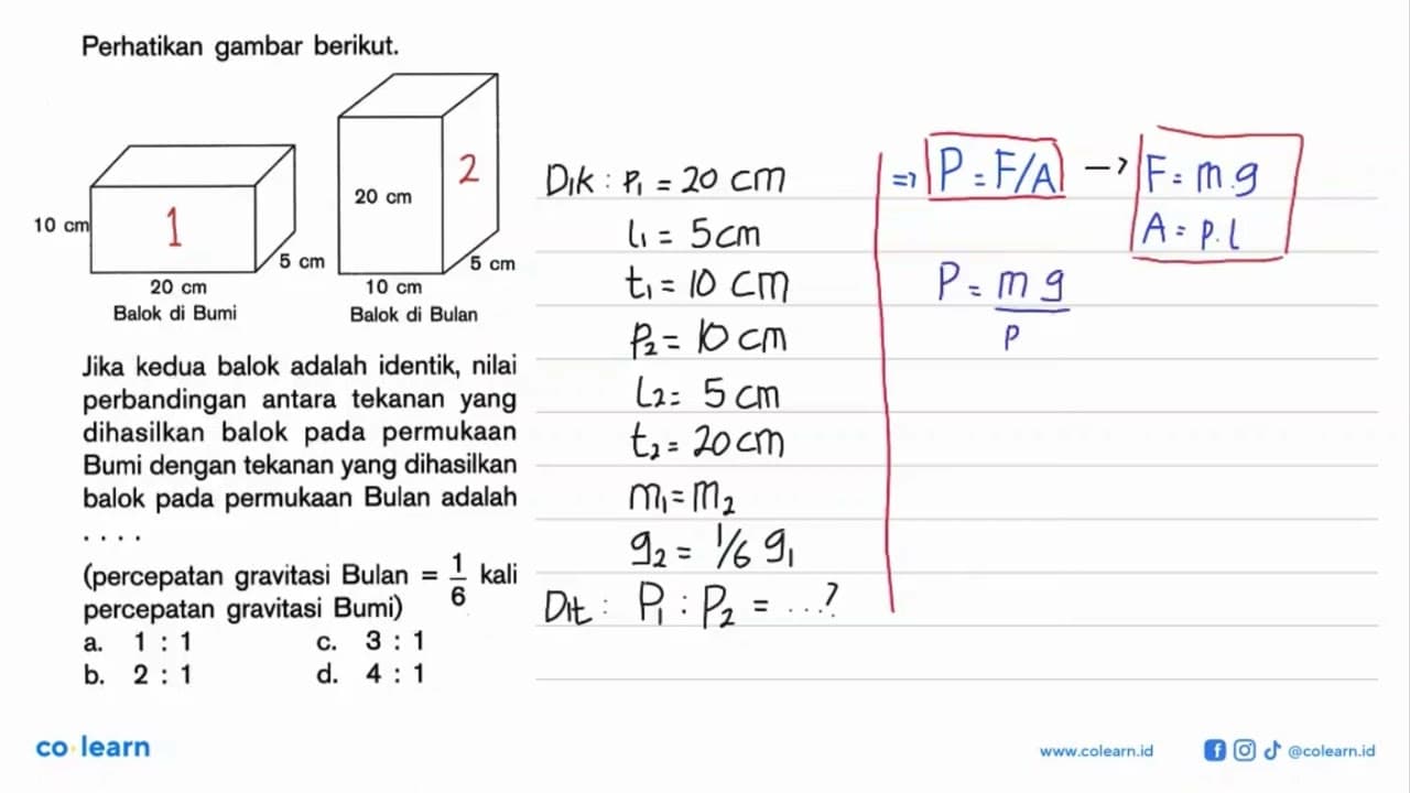 Perhatikan gambar berikut. Jika kedua balok adalah identik,