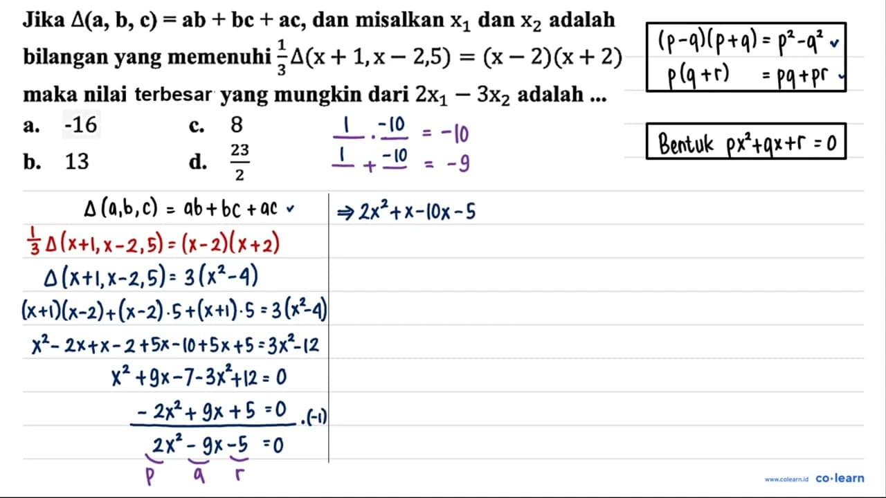 Jika segitiga({a), {b), {c))={a b)+{b c)+{a c) , dan