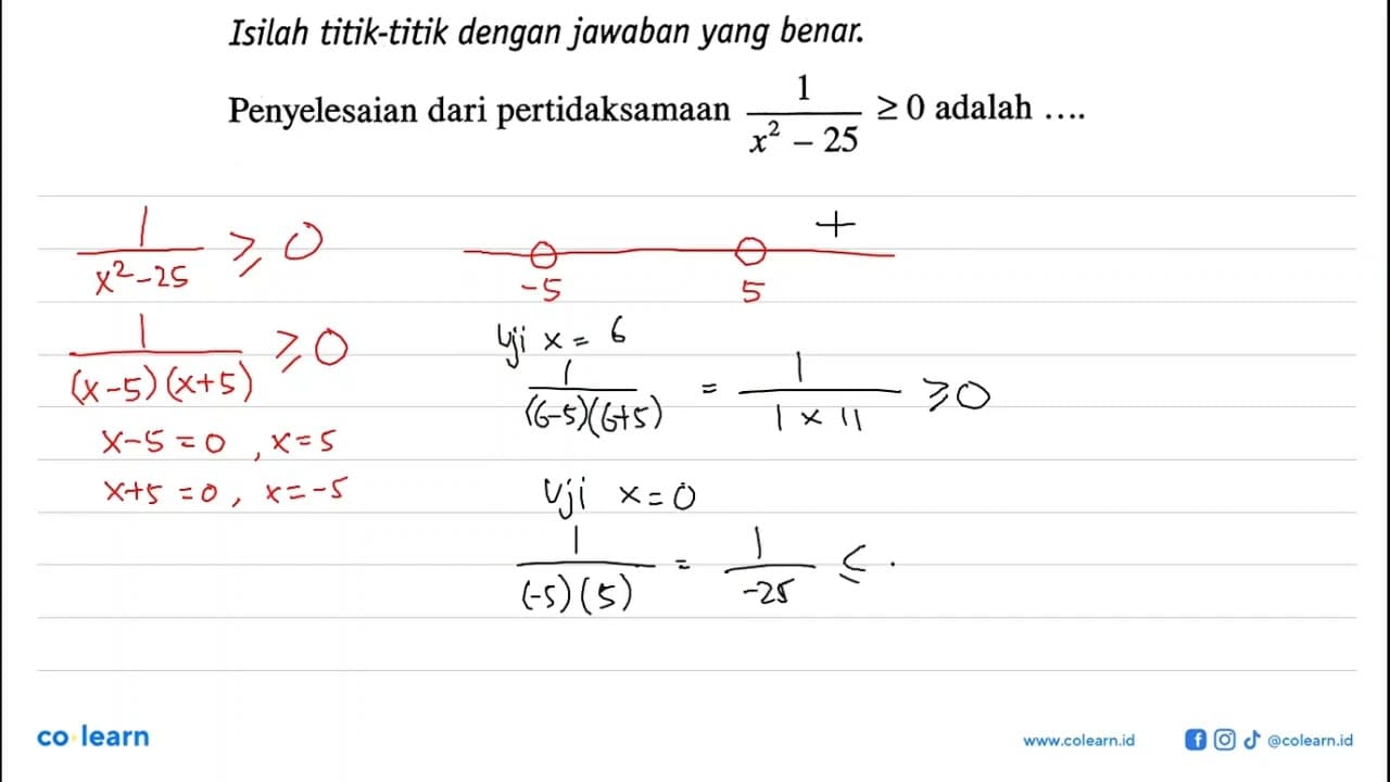 Isilah titik-titik dengan jawaban yang benar. Penyelesaian