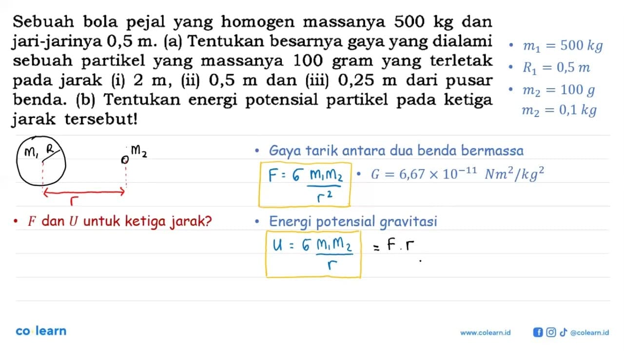 Sebuah bola pejal yang homogen massanya 500 kg dan