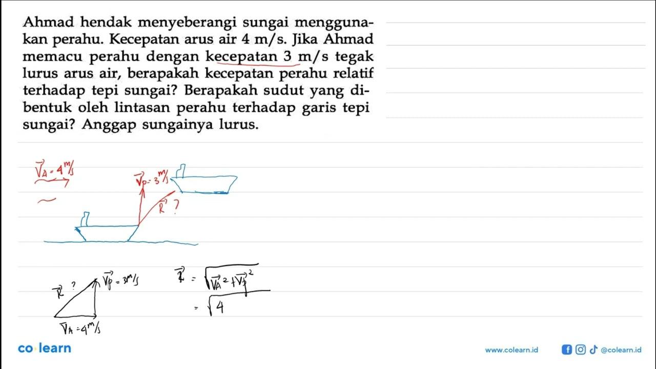 Ahmad hendak menyeberangi sungai mengguna- kan perahu.