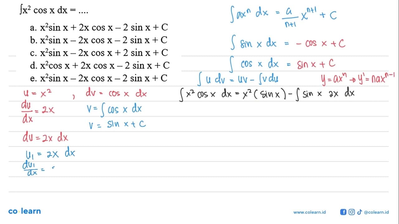 integral x^2 cos x dx=...