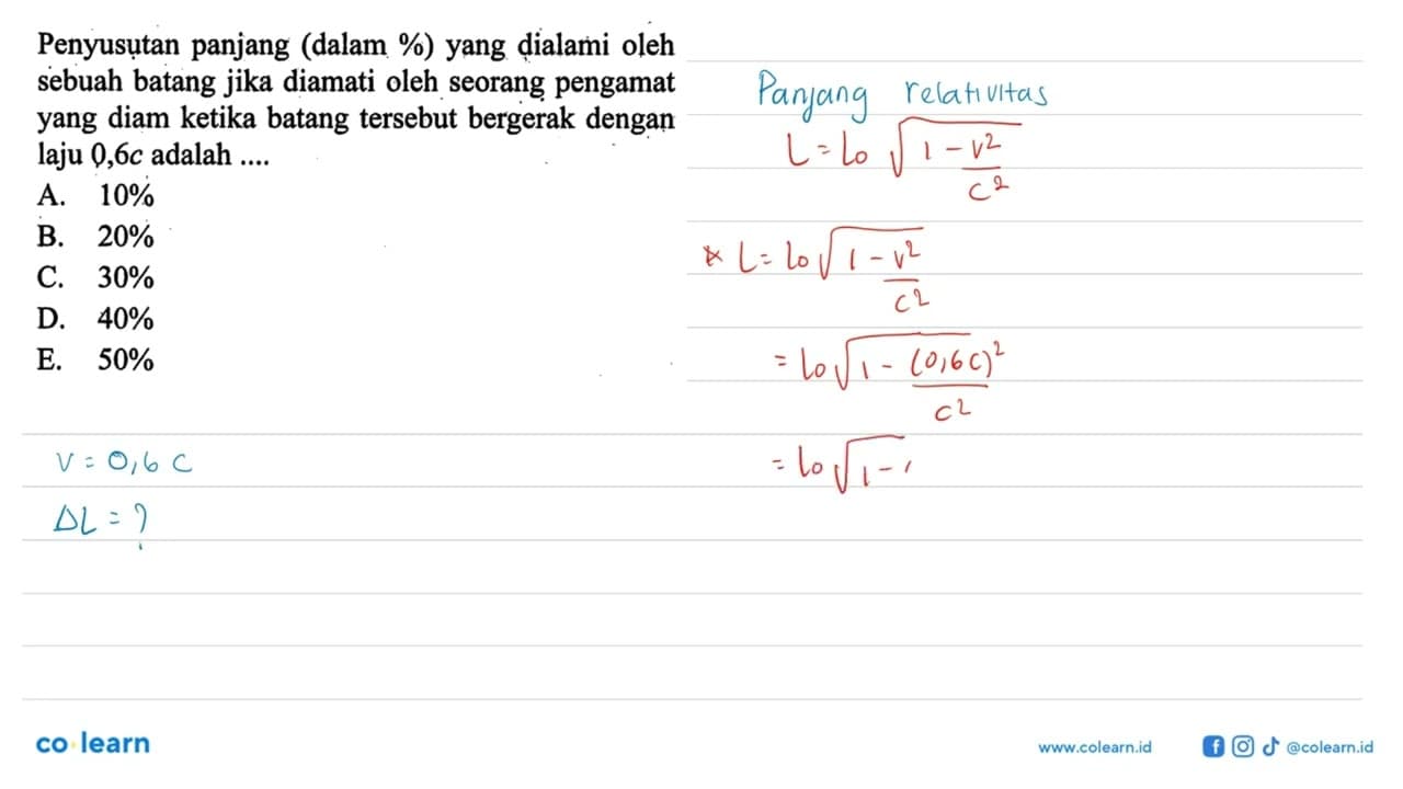 Penyusutan panjang (dalam %) yang dialami oleh sebuah