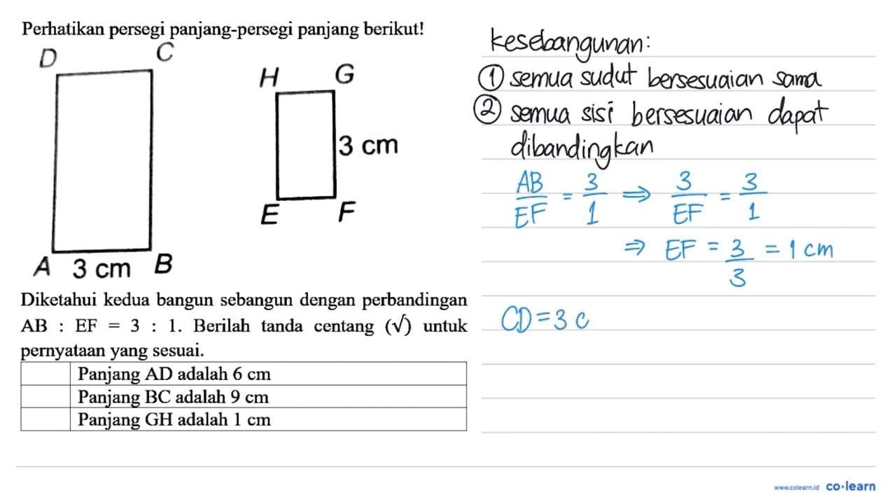 Perhatikan persegi panjang-persegi panjang berikut!