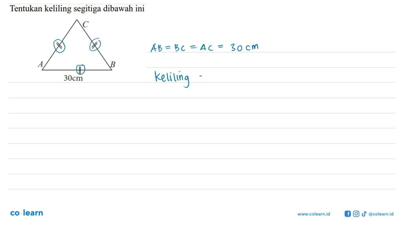 Tentukan keliling segitiga dibawahini