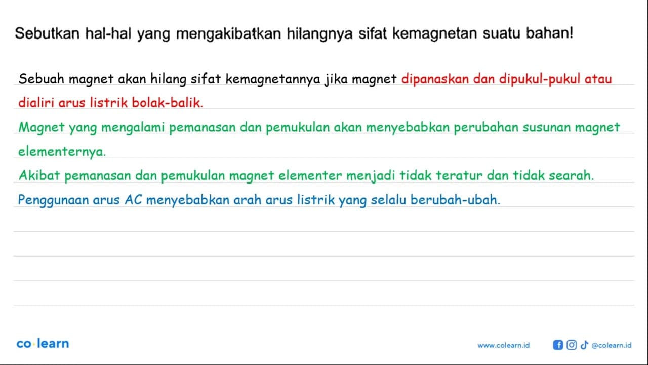 Sebutkan hal-hal yang mengakibatkan hilangnya sifat