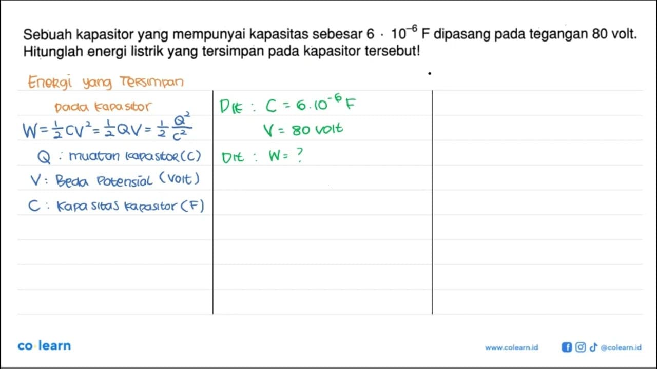 Sebuah kapasitor yang mempunyai kapasitas sebesar 6 .