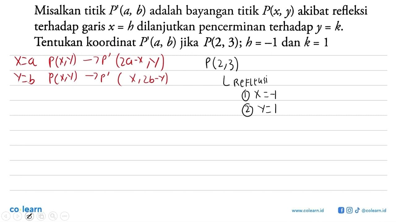 Misalkan titik P'(a, b) adalah bayangan titik P(x, y)