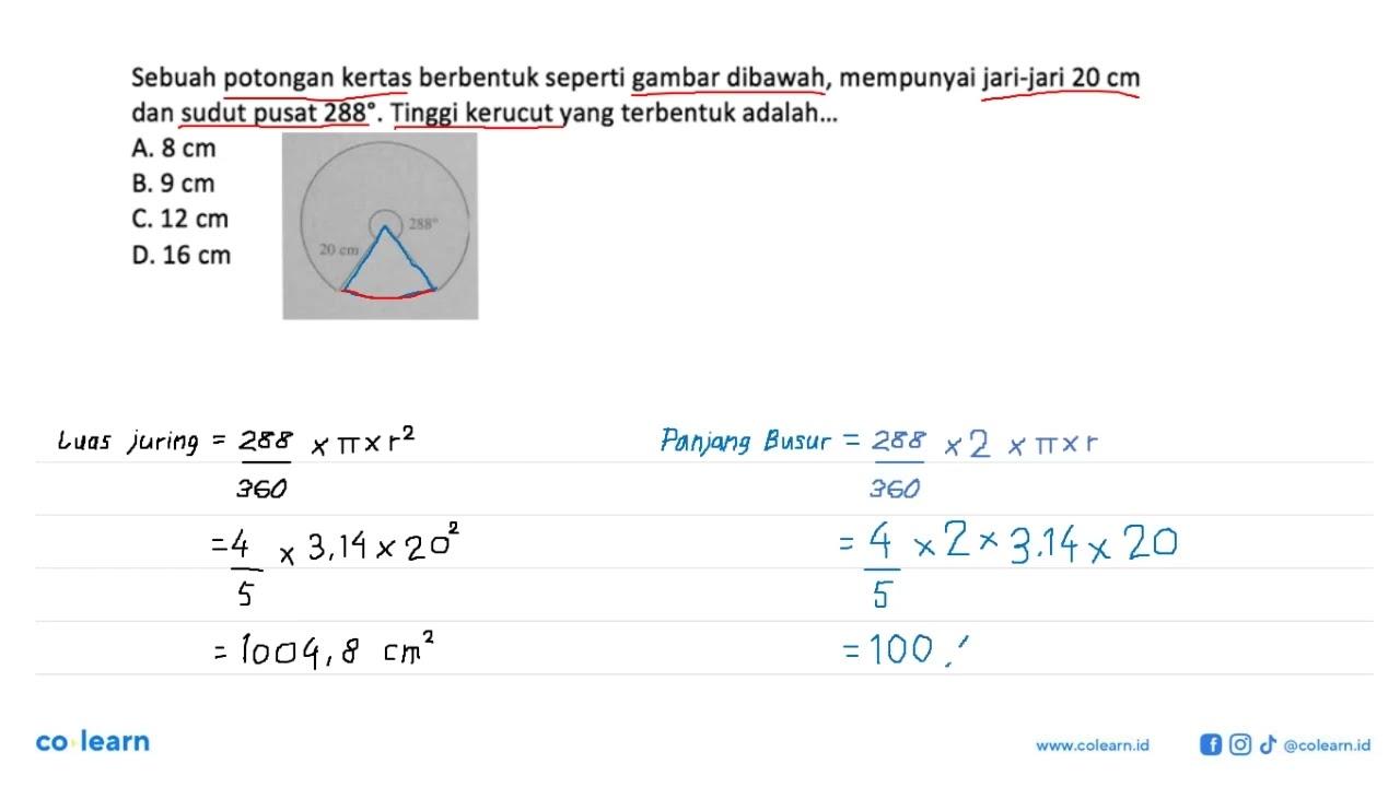 Sebuah potongan kertas berbentuk seperti gambar dibawah,