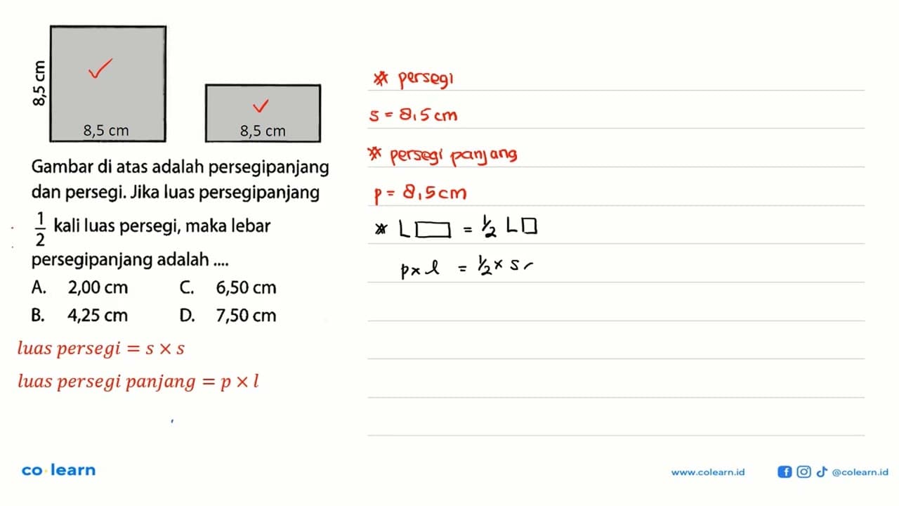 8,5 cm 8,5 cm 8,5 cm Gambar di atas adalah persegipanjang