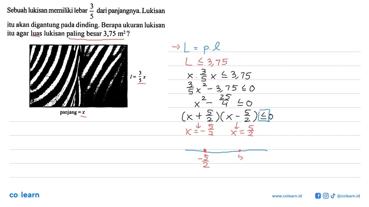 Sebuah lukisan memiliki lebar 3/5 dari panjangnya. Lukisan