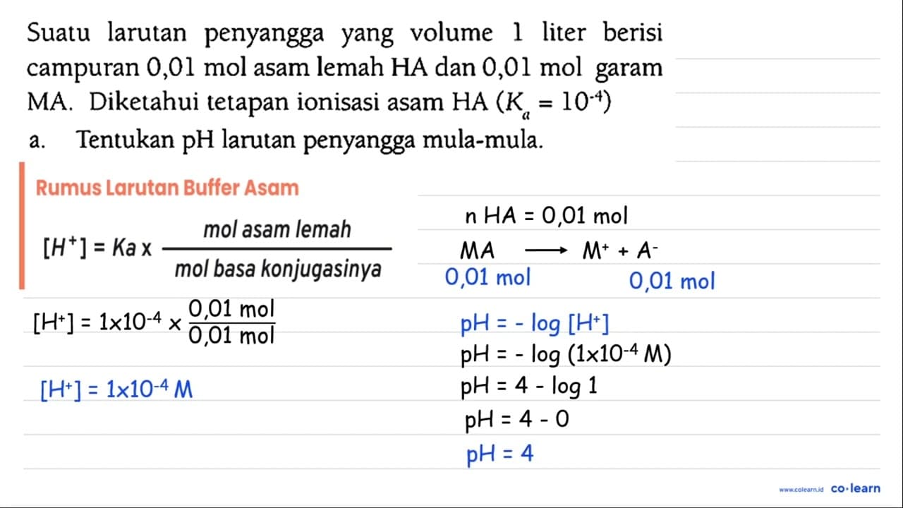 Suatu larutan penyangga yang volume 1 liter berisi campuran