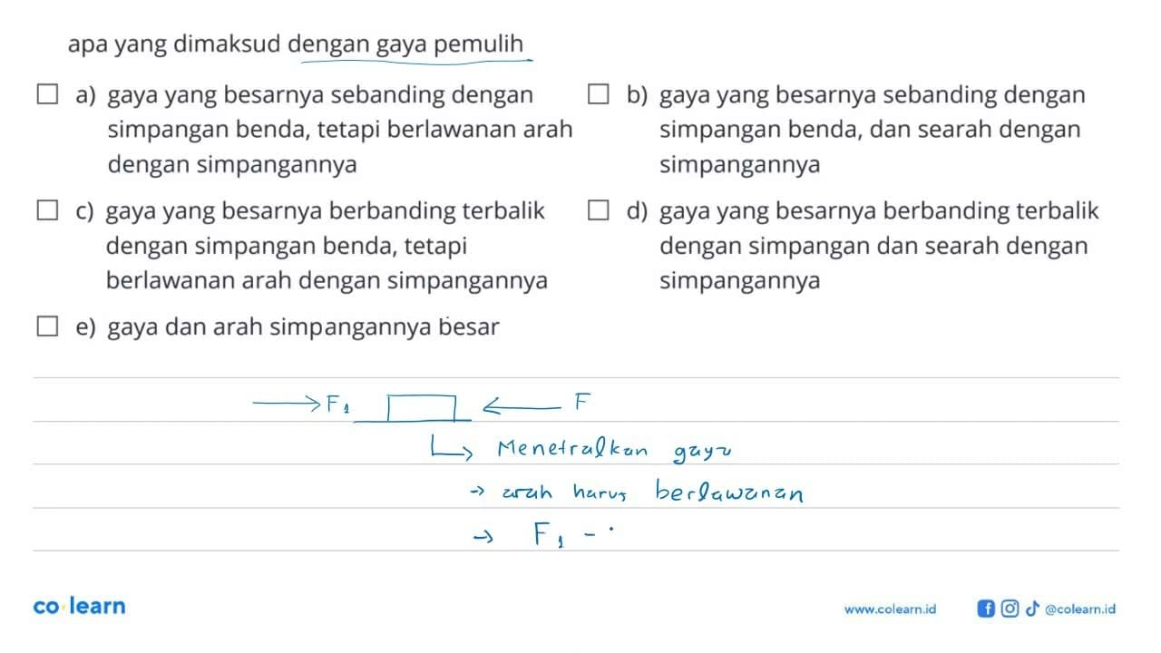 apa yang dimaksud dengan gaya pemuliha) gaya yang besarnya