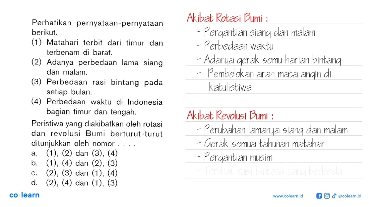 Perhatikan pernyataan-pernyataanberikut. (1) Matahari