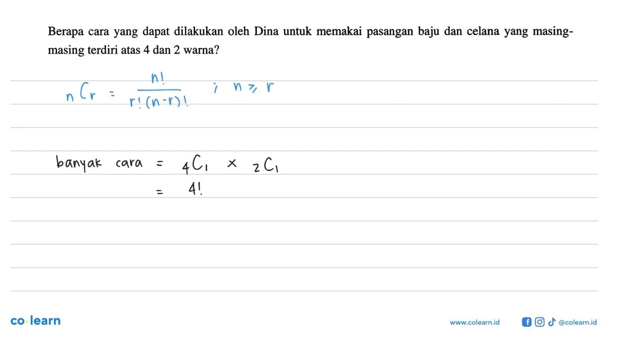 Berapa cara yang dapat dilakukan oleh Dina untuk memakai