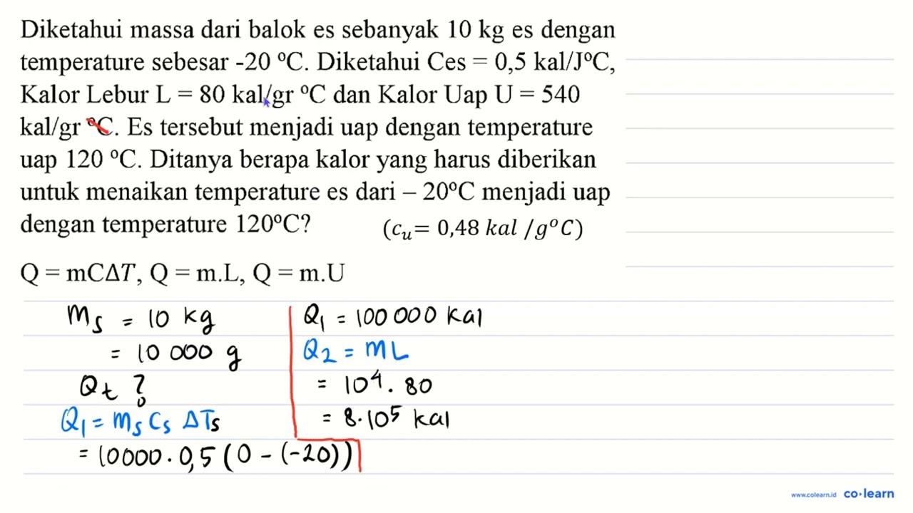 Diketahui massa dari balok es sebanyak 10 kg es dengan