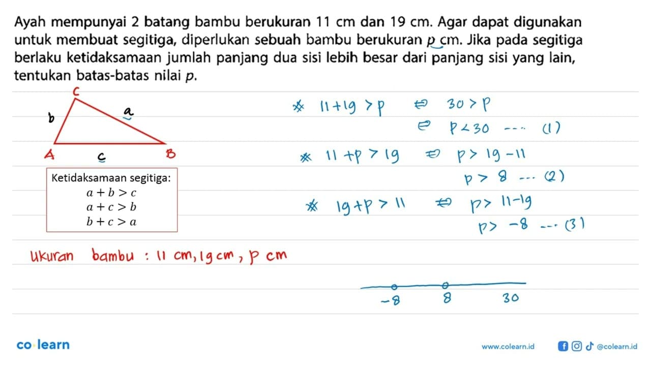 Ayah mempunyai 2 batang bambu berukuran 11 cm dan 19 cm.