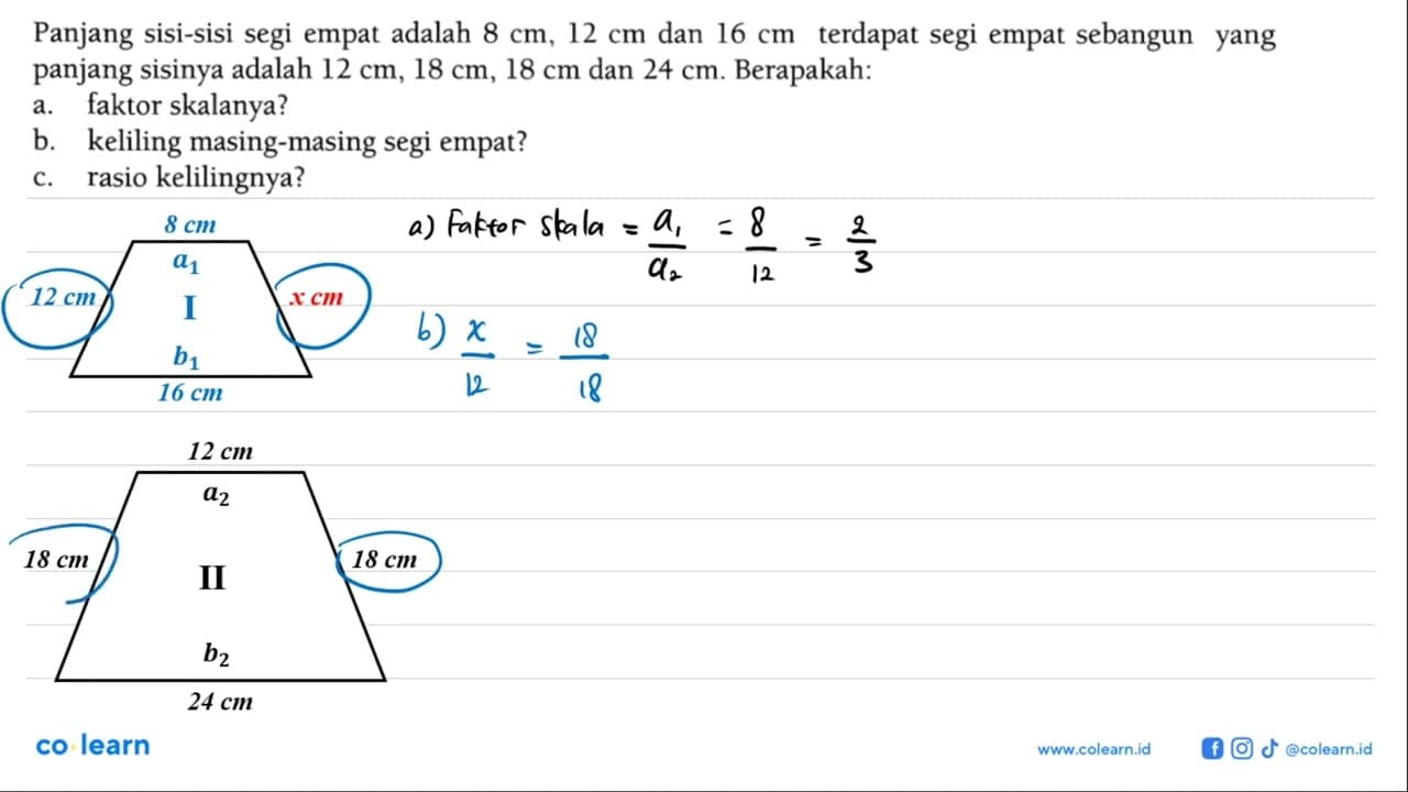 Panjang sisi-sisi segi empat adalah 8 cm, 12 cm dan 16 cm