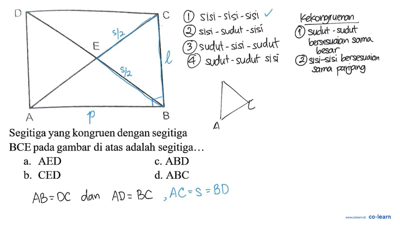 Segitiga yang kongruen dengan segitiga BCE pada gambar di