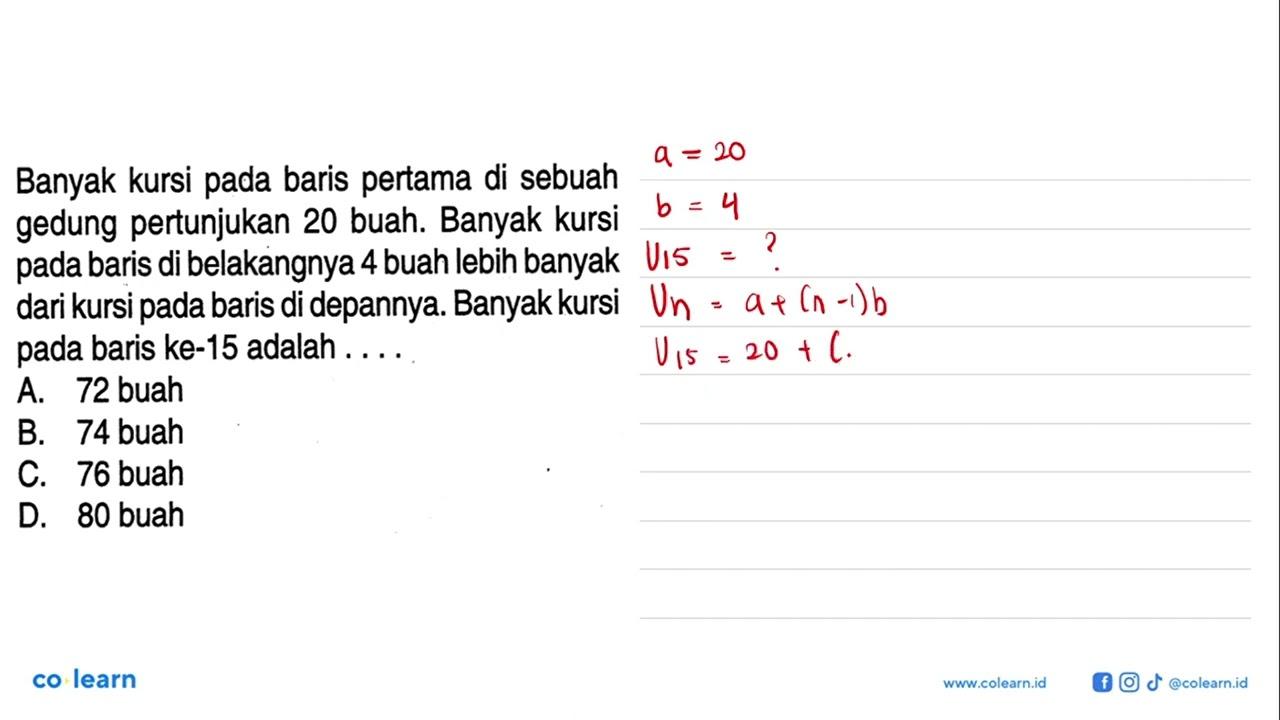 Banyak kursi pada baris pertama di sebuah gedung