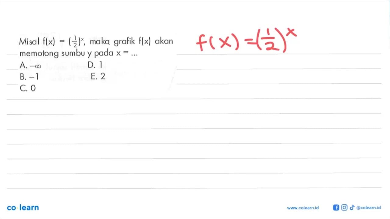 Jika f(x) = (1/3)^-x maka f(1/2)