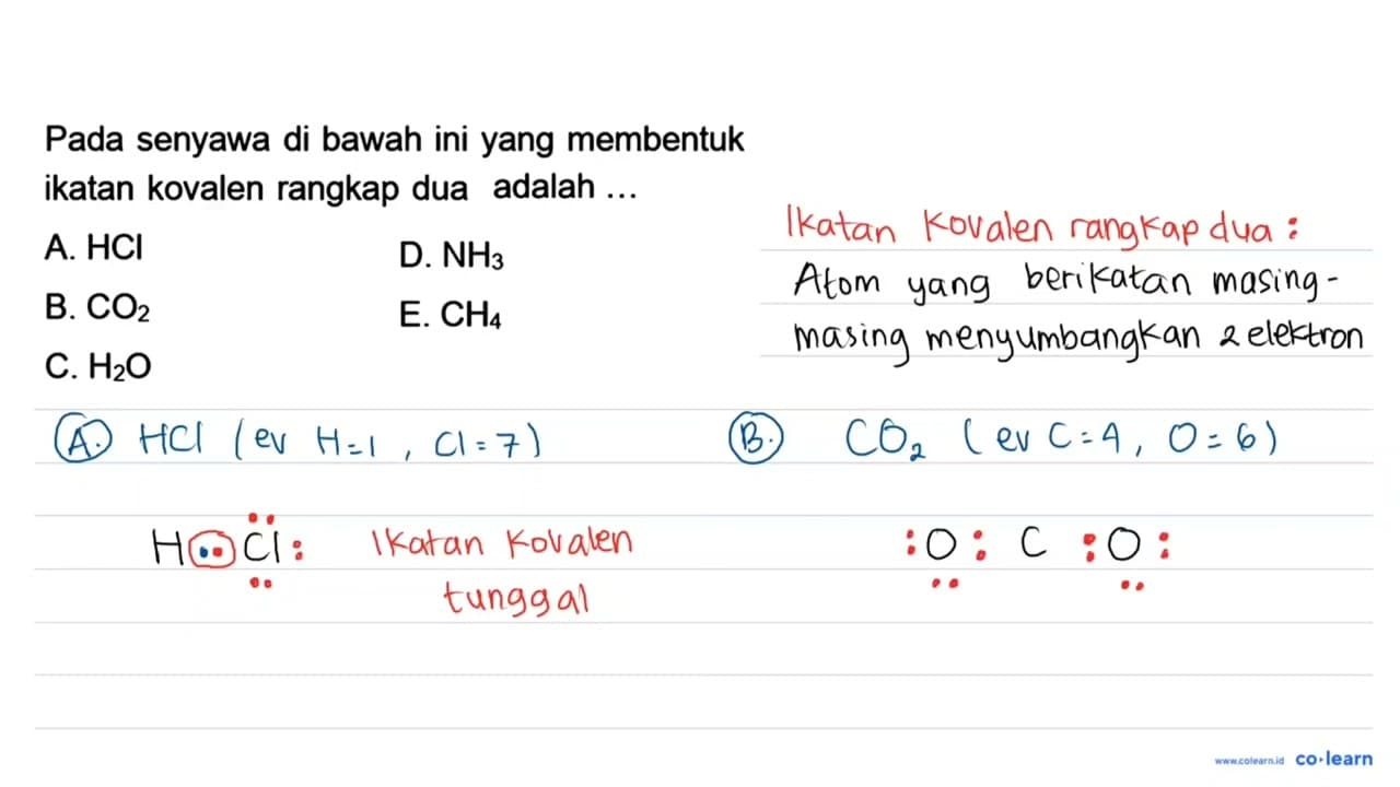 Pada senyawa di bawah ini yang membentuk ikatan kovalen