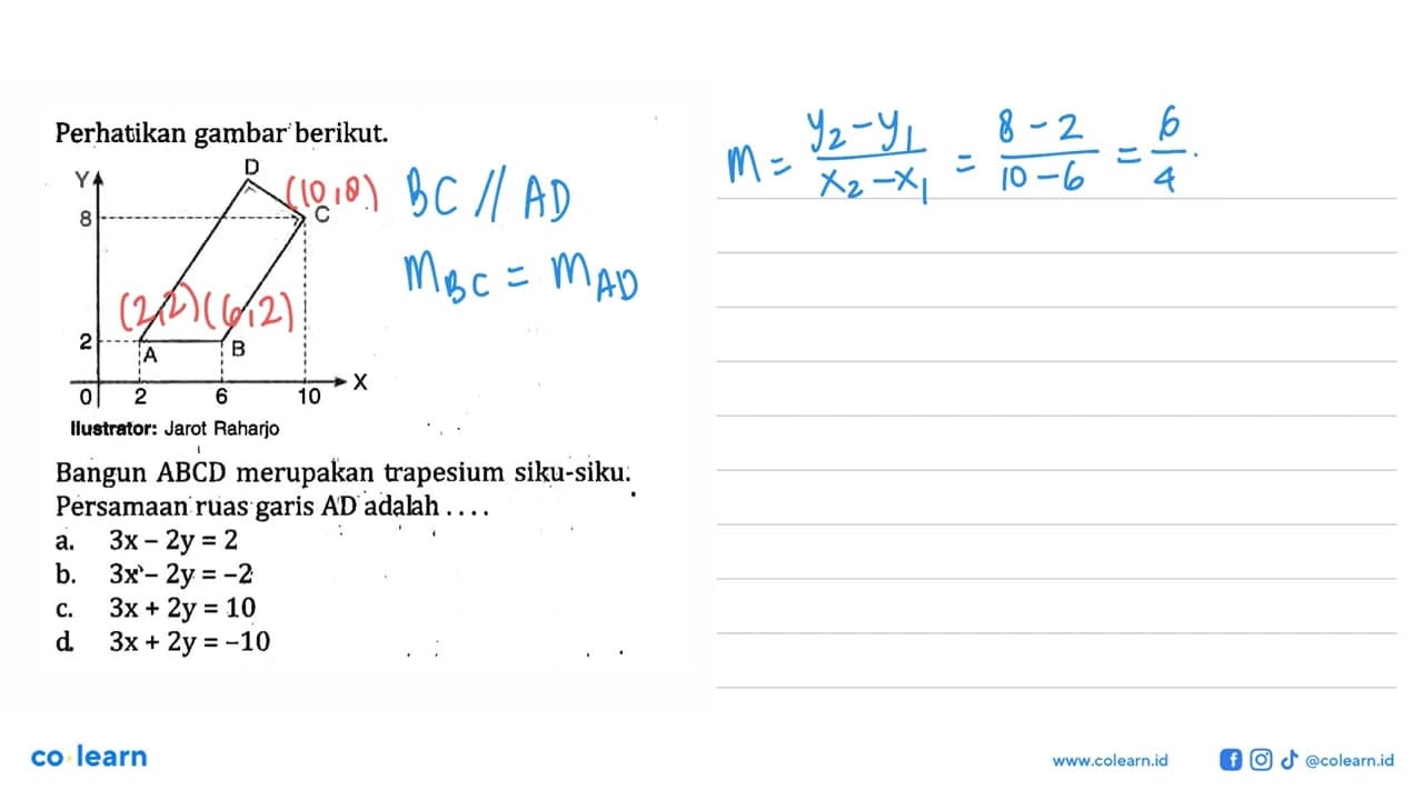 Perhatikan gambar berikut. Bangun ABCD merupakan trapesium