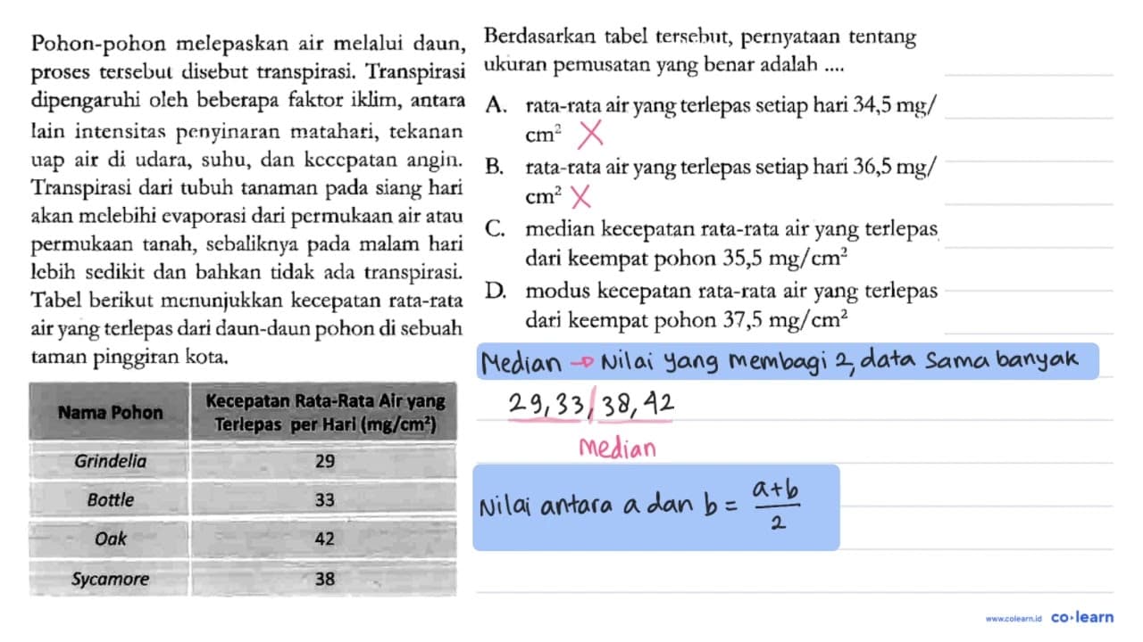 Pohon-pohon melepaskan air melalui daun, proses tersebut