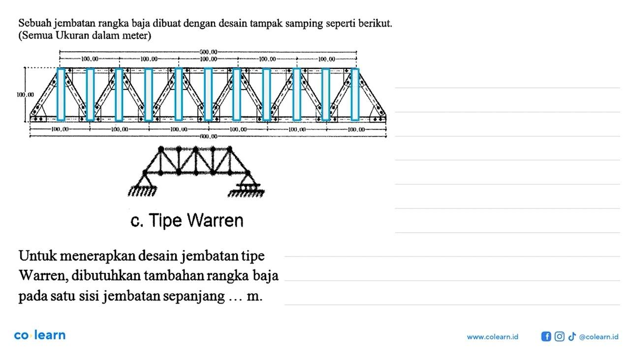 Untuk menerapkan desain jembatan tipe Warren, dibutuhkan