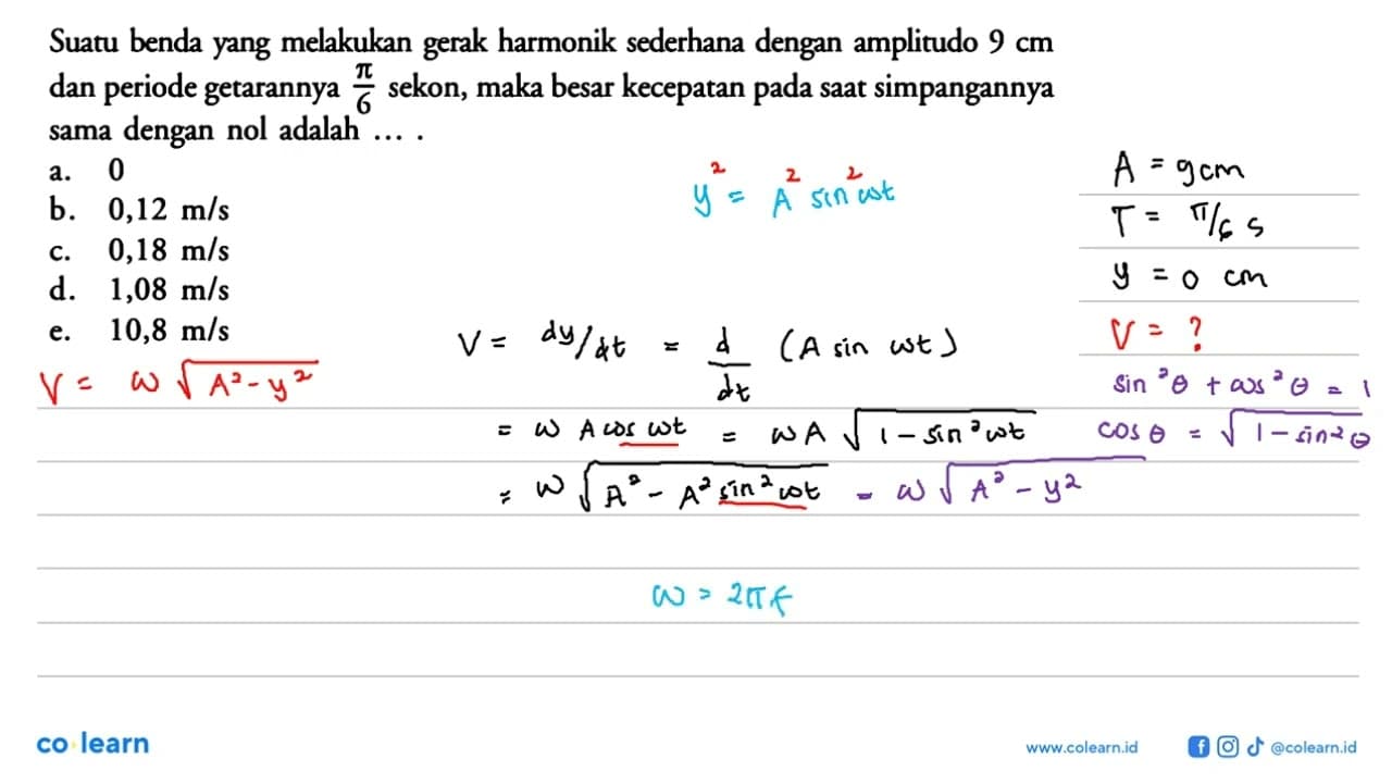 Suatu benda yang melakukan gerak harmonik sederhana dengan