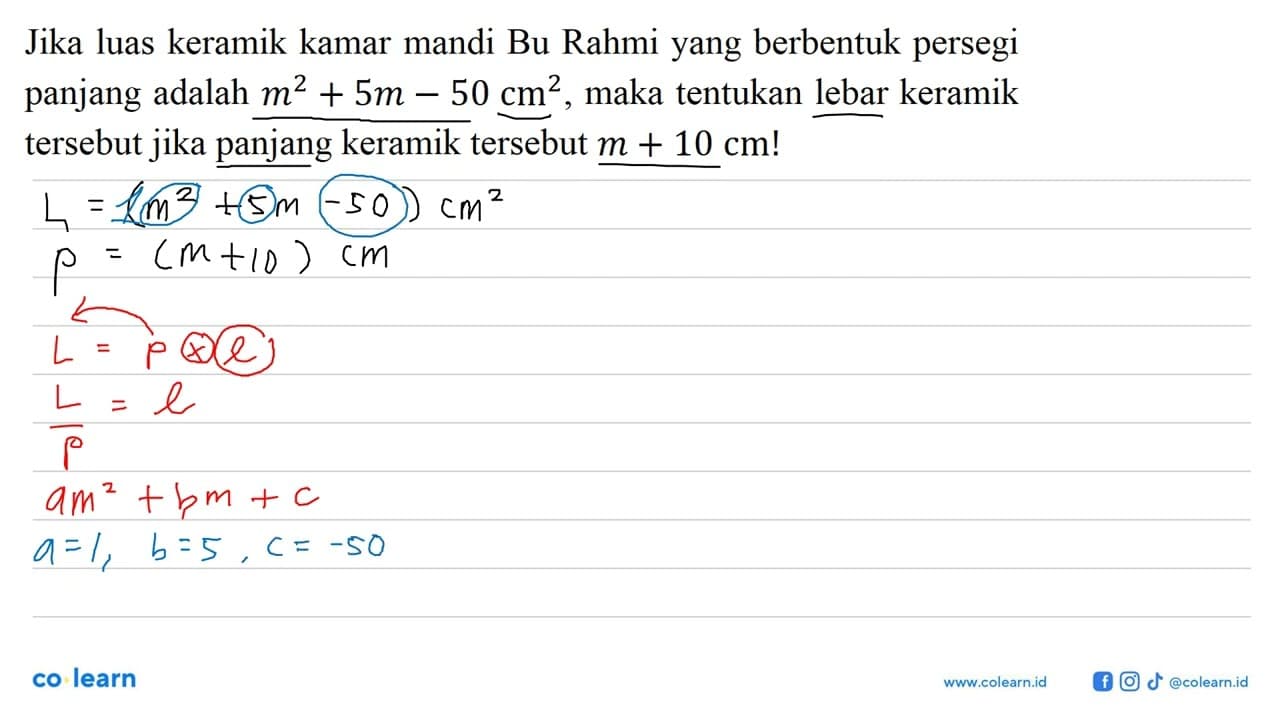 Jika luas keramik kamar mandi Bu Rahmi yang berbentuk