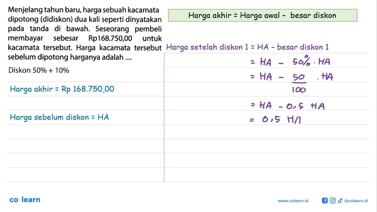 Menjelang tahun baru, harga sebuah kacamata dipotong