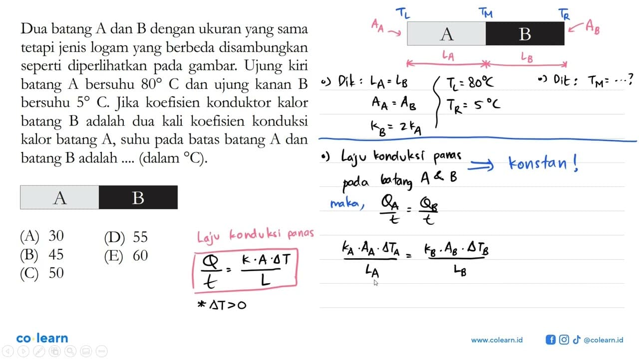 Dua batang A dan B dengan ukuran yang sama tetapi jenis