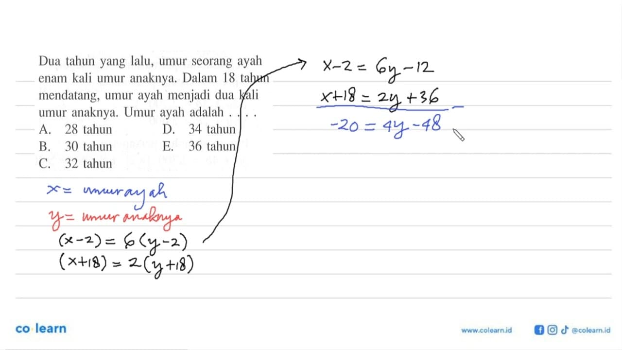 Dua tahun yang lalu, umur seorang ayah enam kali anaknya.