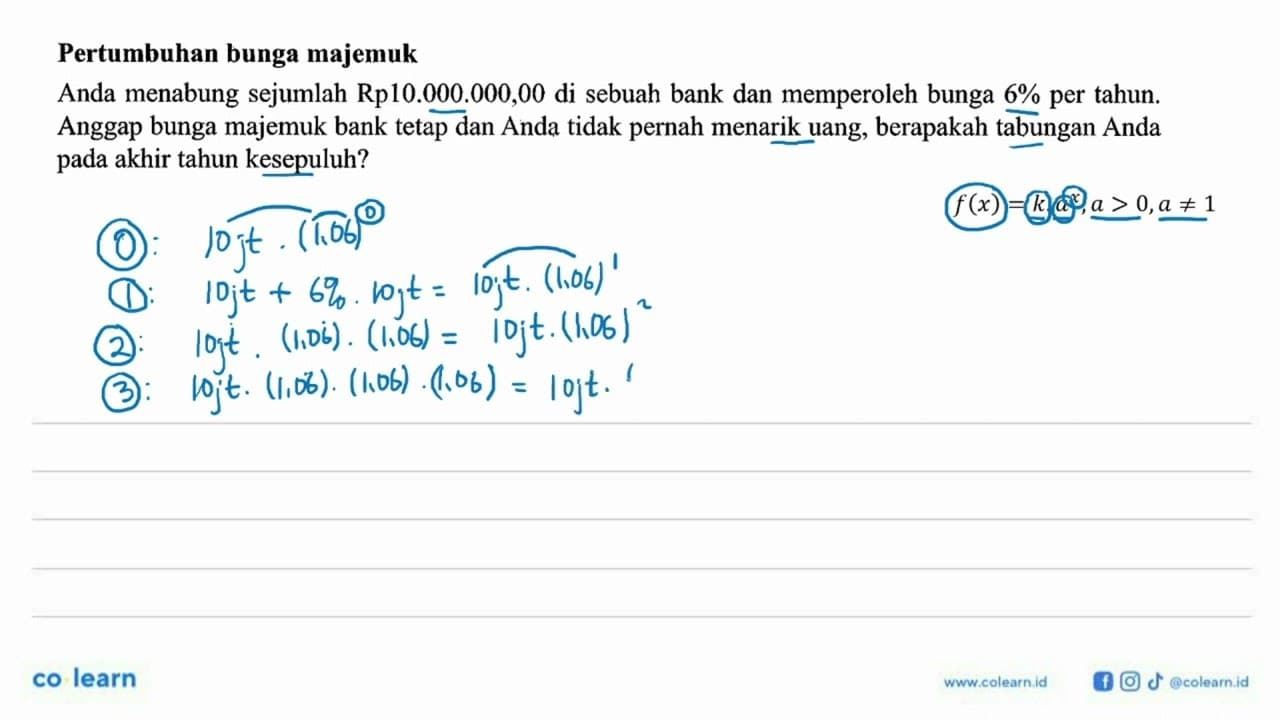 Pertumbuhan bunga majemuk Anda menabung sejumlah