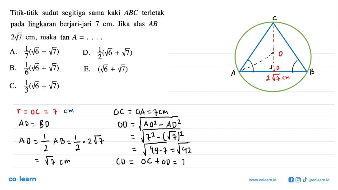 Titik-titik sudut segitiga sama kaki ABC terletak pada