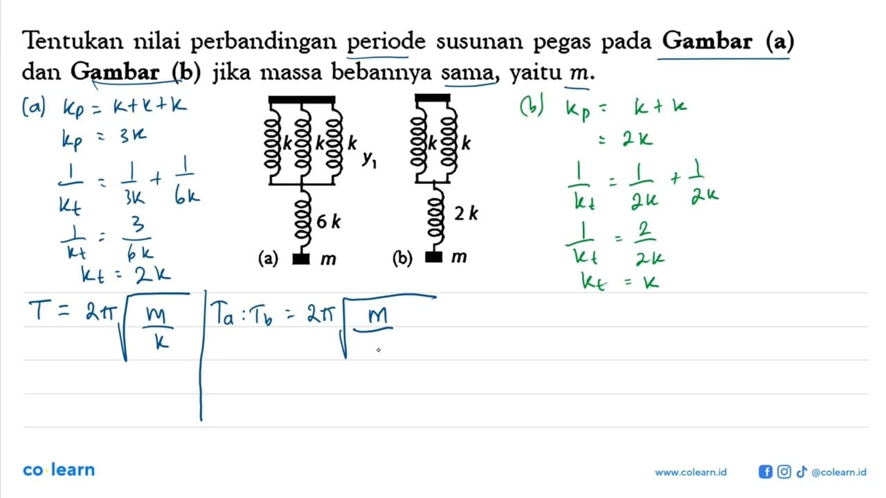 Tentukan nilai perbandingan periode susunan pegas pada