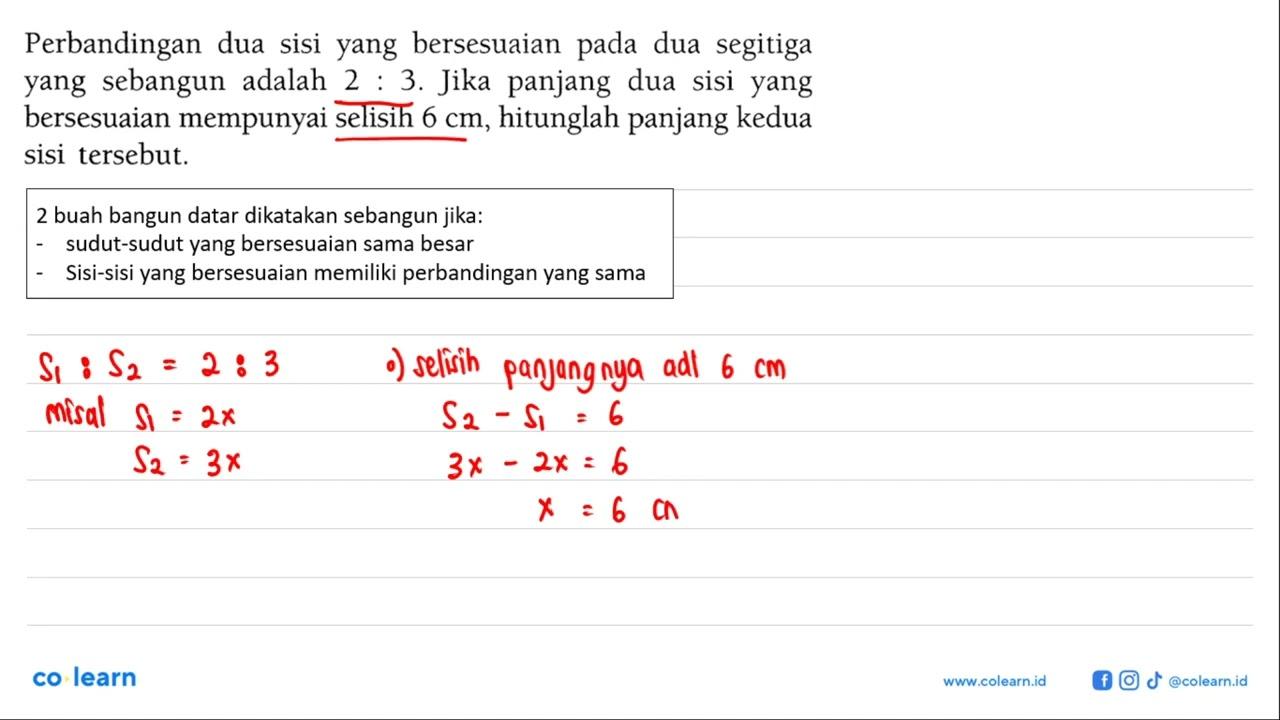 Perbandingan dua sisi yang bersesuaian pada dua segitiga