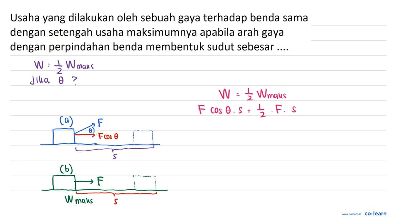 Usaha yang dilakukan oleh sebuah gaya terhadap benda sama