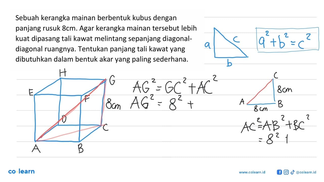 Sebuah kerangka mainan berbentuk kubus dengan panjang rusuk