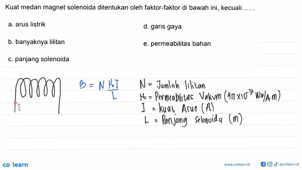 Kuat medan magnet solenoida ditentukan oleh faktor-faktor