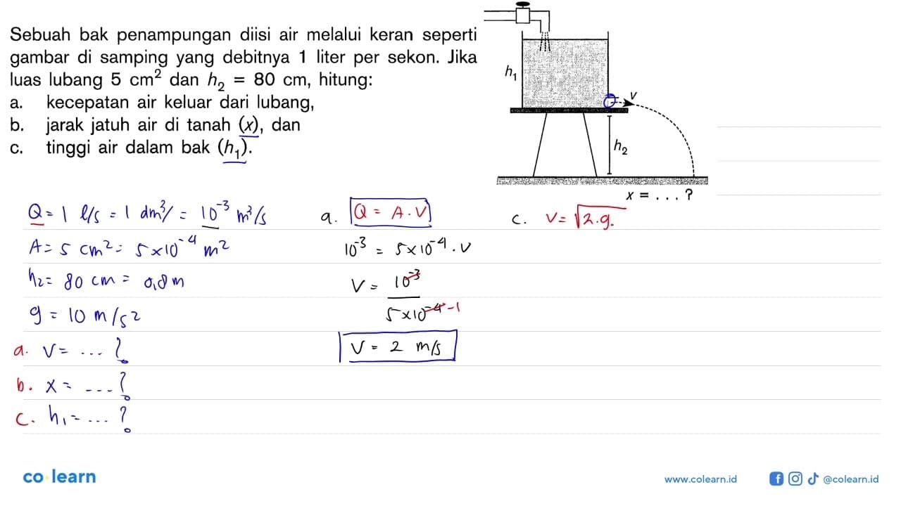 Sebuah bak penampungan diisi air melalui keran seperti