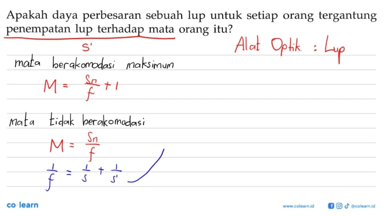 Apakah daya perbesaran sebuah lup untuk setiap orang