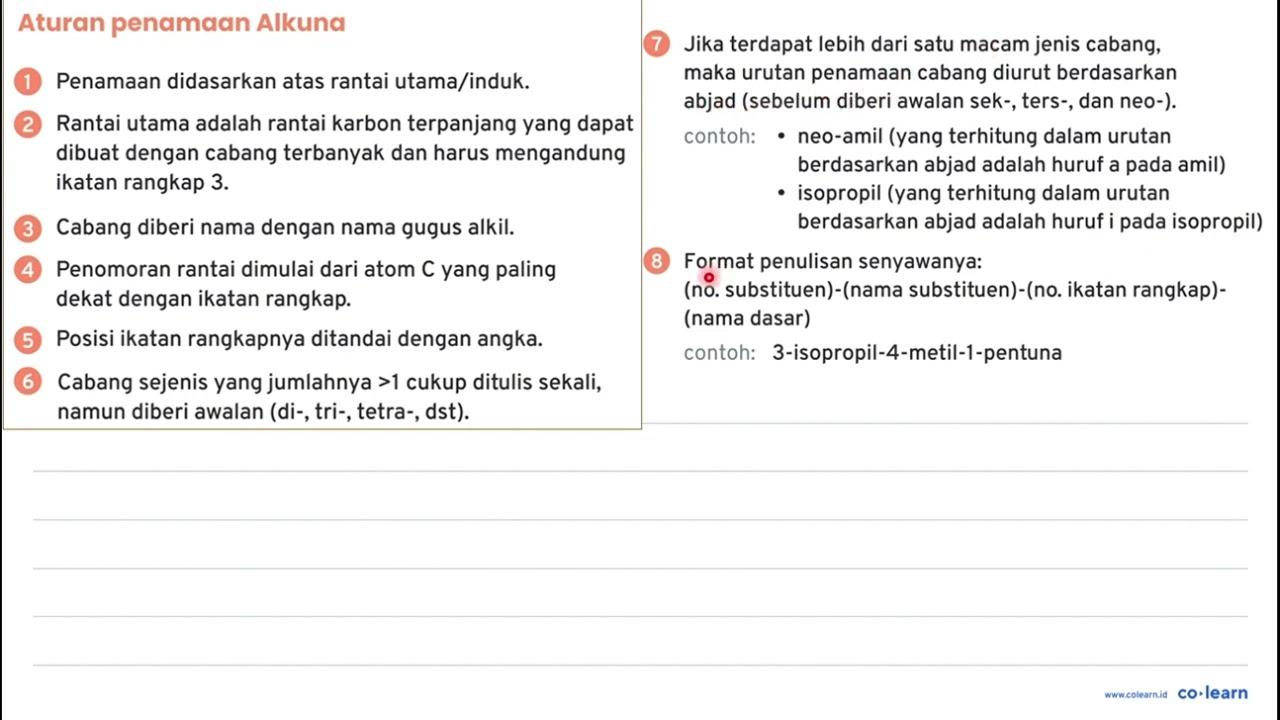 Perhatikan rumus struktur senyawa alkuna berikut! CH